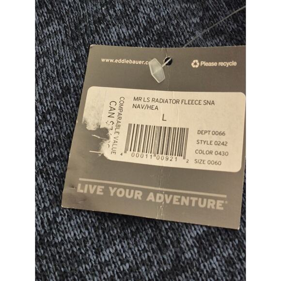 Eddie Bauer Men's Radiator Fleece NWT Size Large Style 0242 Blue Speckled Gorp - Picture 5 of 9